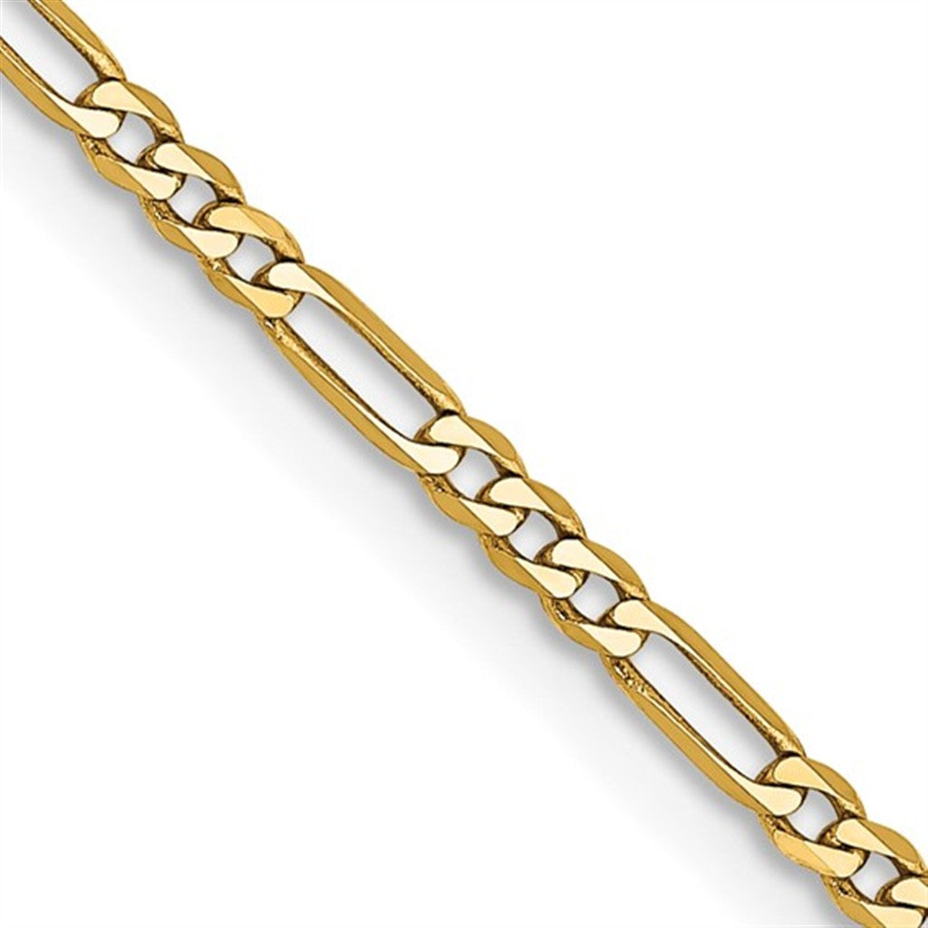 Figaro Link Chain 14 Karat Gold Yellow 1.8 MM Wide 20' In Length