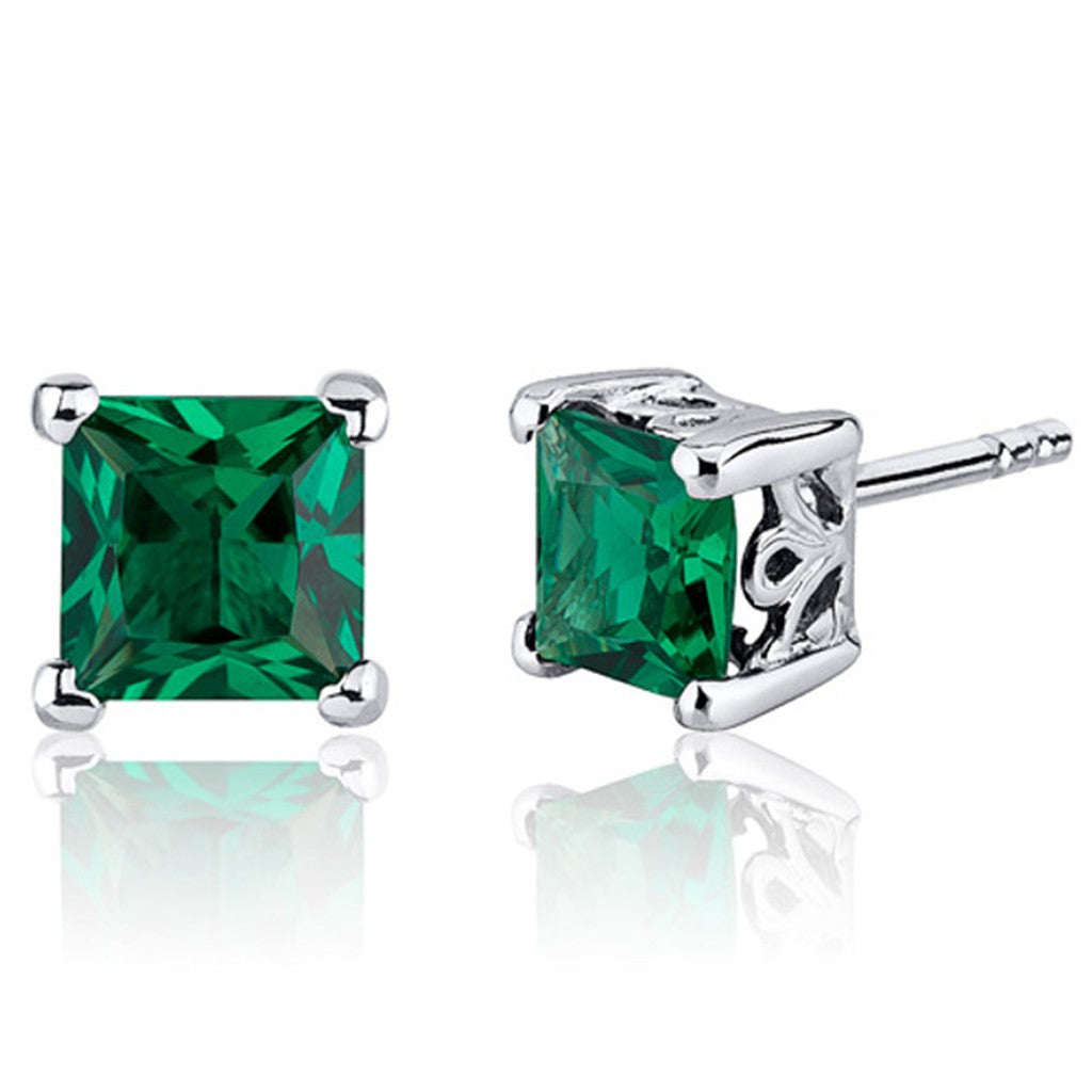 Sterling Silver Earrings With Colored Stone