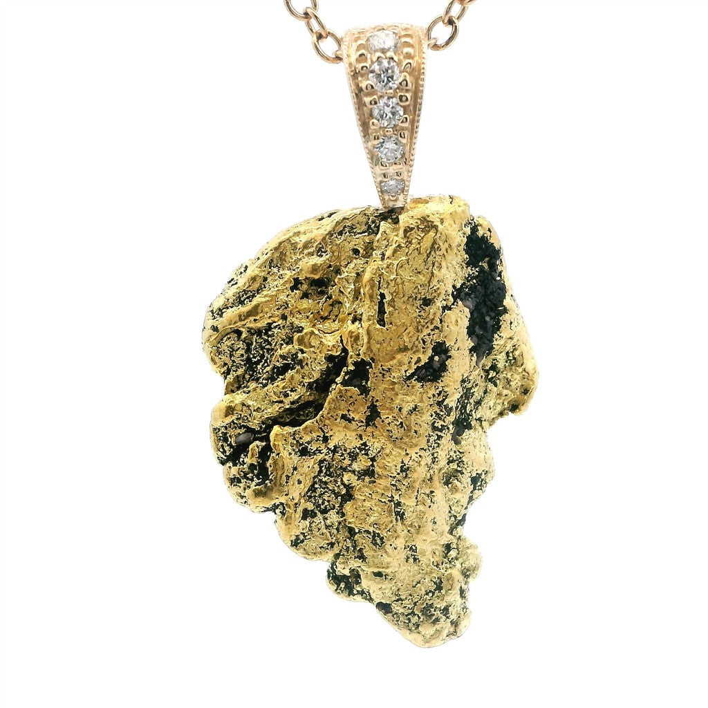 Alaskan Gold Nugget Necklace In Line 18 " long Display Chain