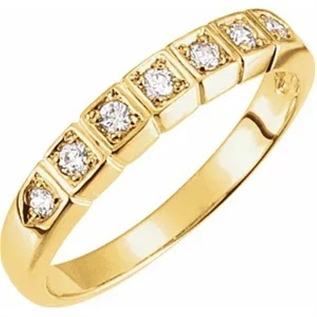 1/2 Anniversary Style Diamond Wedding Band Sterling Silver Yellow with Diamonds & Diamonds Accent size 6.25