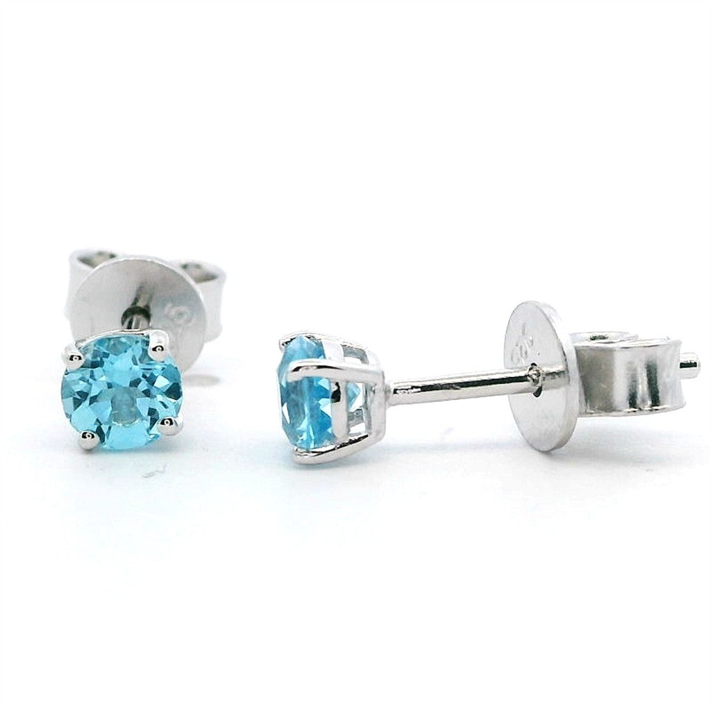 Sterling Silver Earrings With Colored Stone