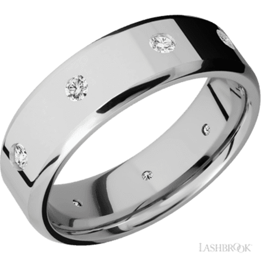Eternity Style Wedding Band 14 Karat Gold White 7mm wide with Diamonds size 10