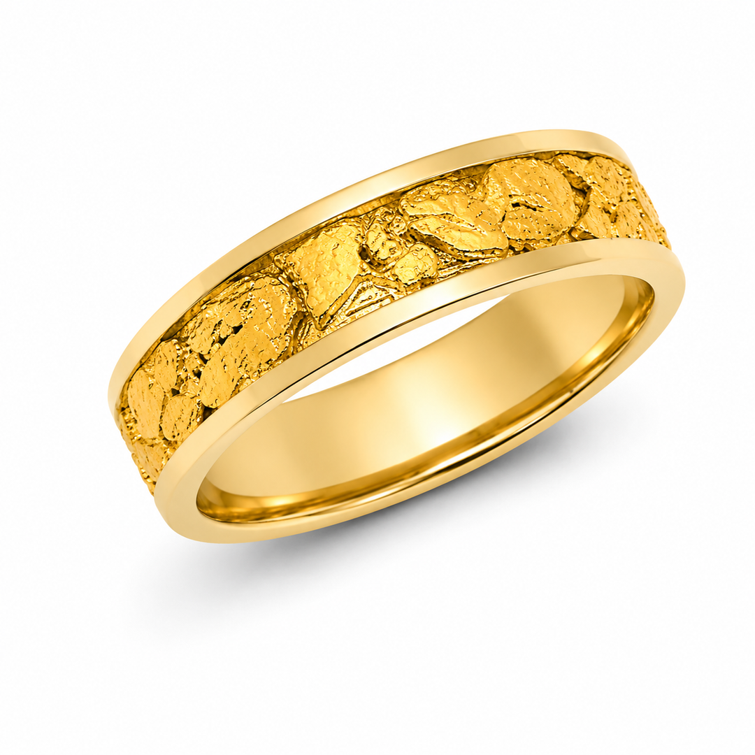 Wedding Band Gold Nugget Men