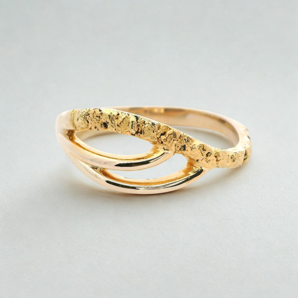 Ring Gold Nugget Precious Metal Womens