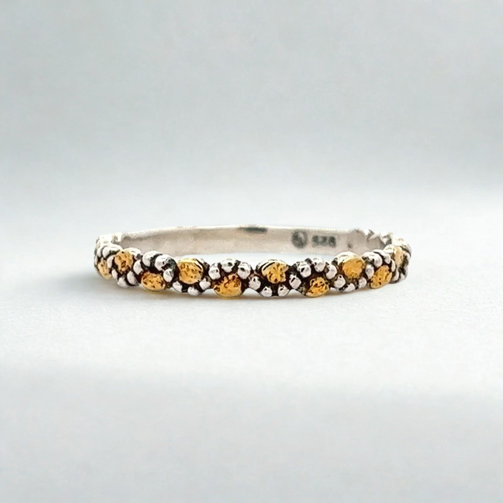 Women's Rings Gold Nugget On Silver