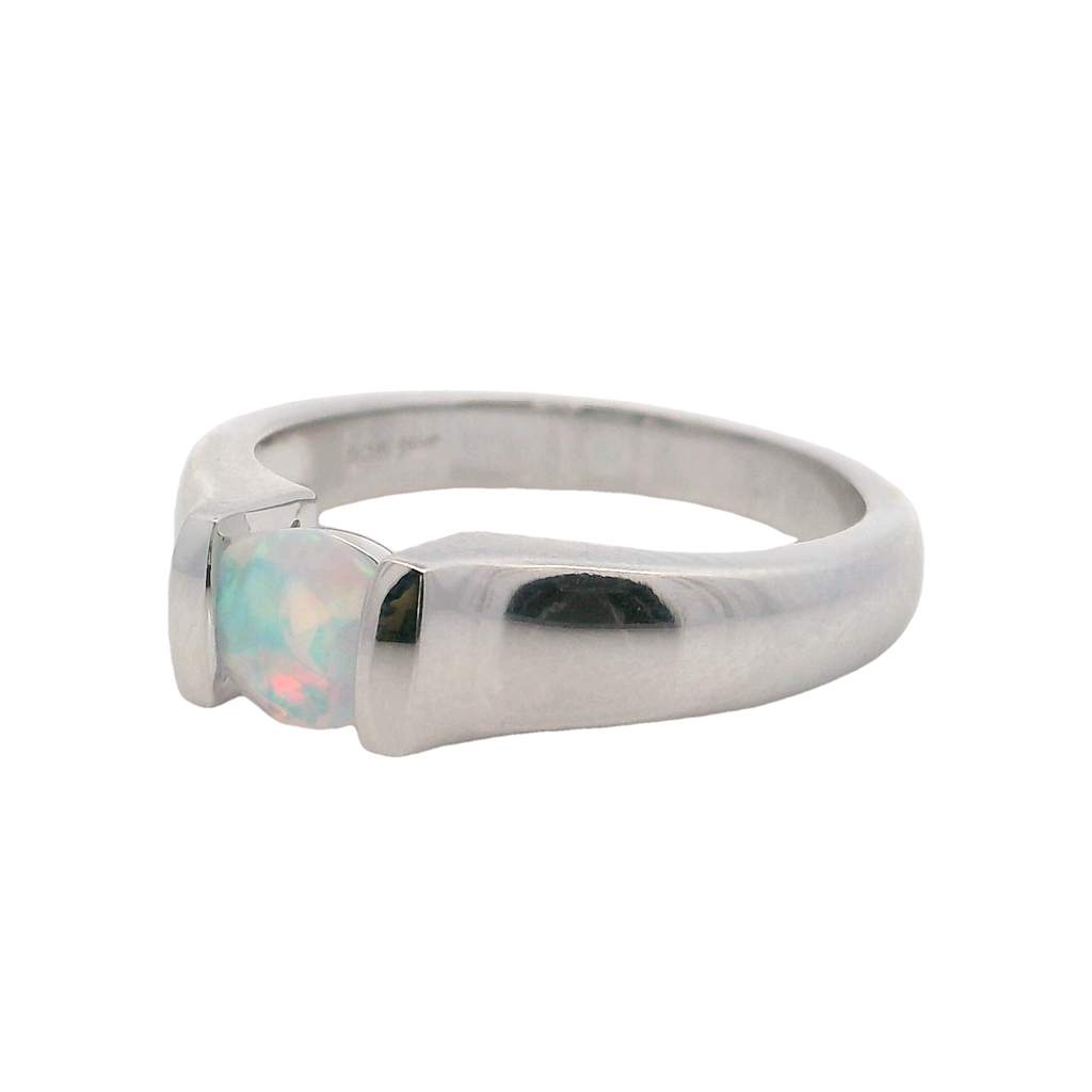 Solitare Style Rings Silver with Stones Sterling Silver White with Opal size 7