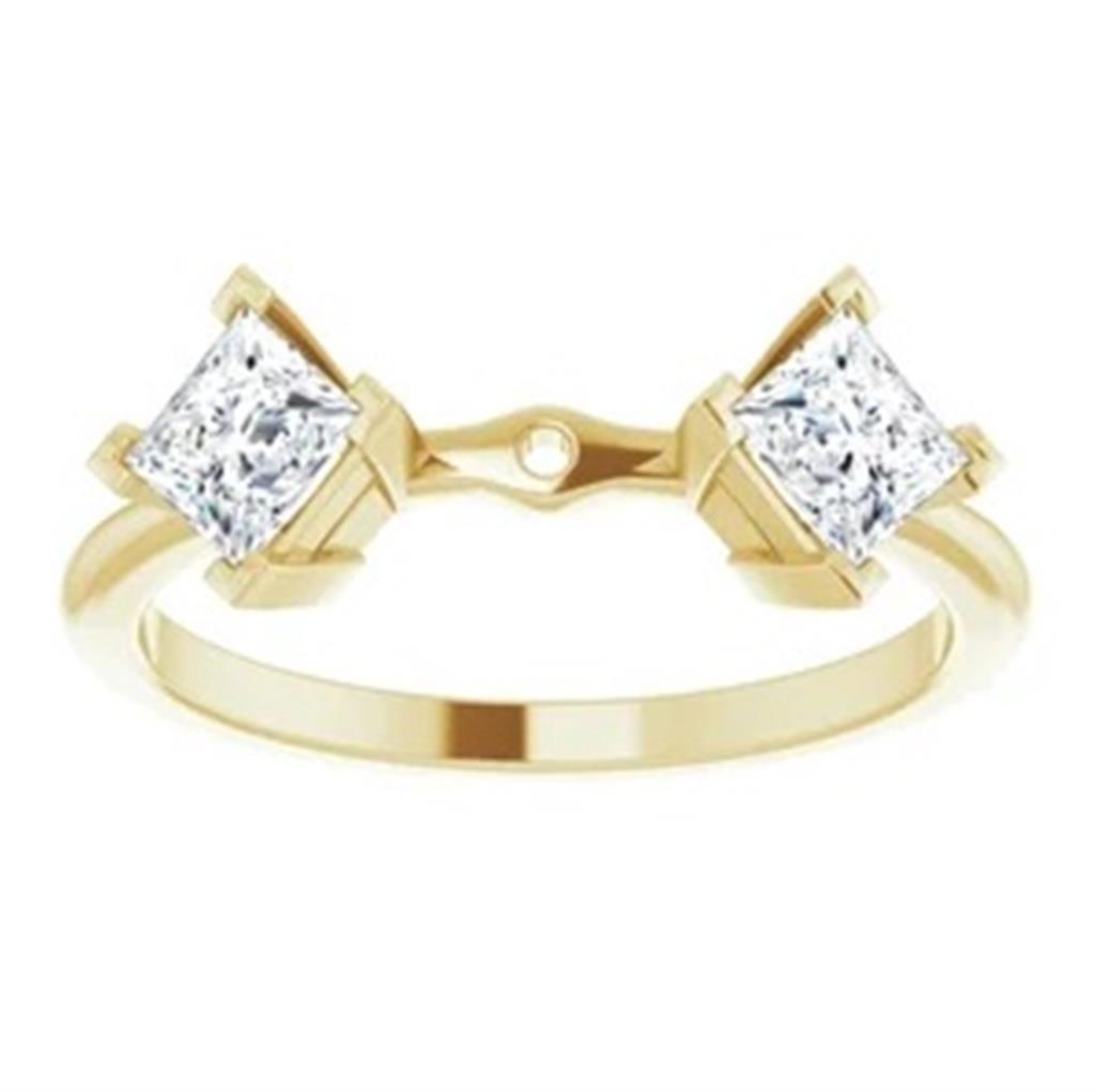 Three Stone Style Diamond Engagement Ring Alloy Yellow 
(Center Stone Not Included)