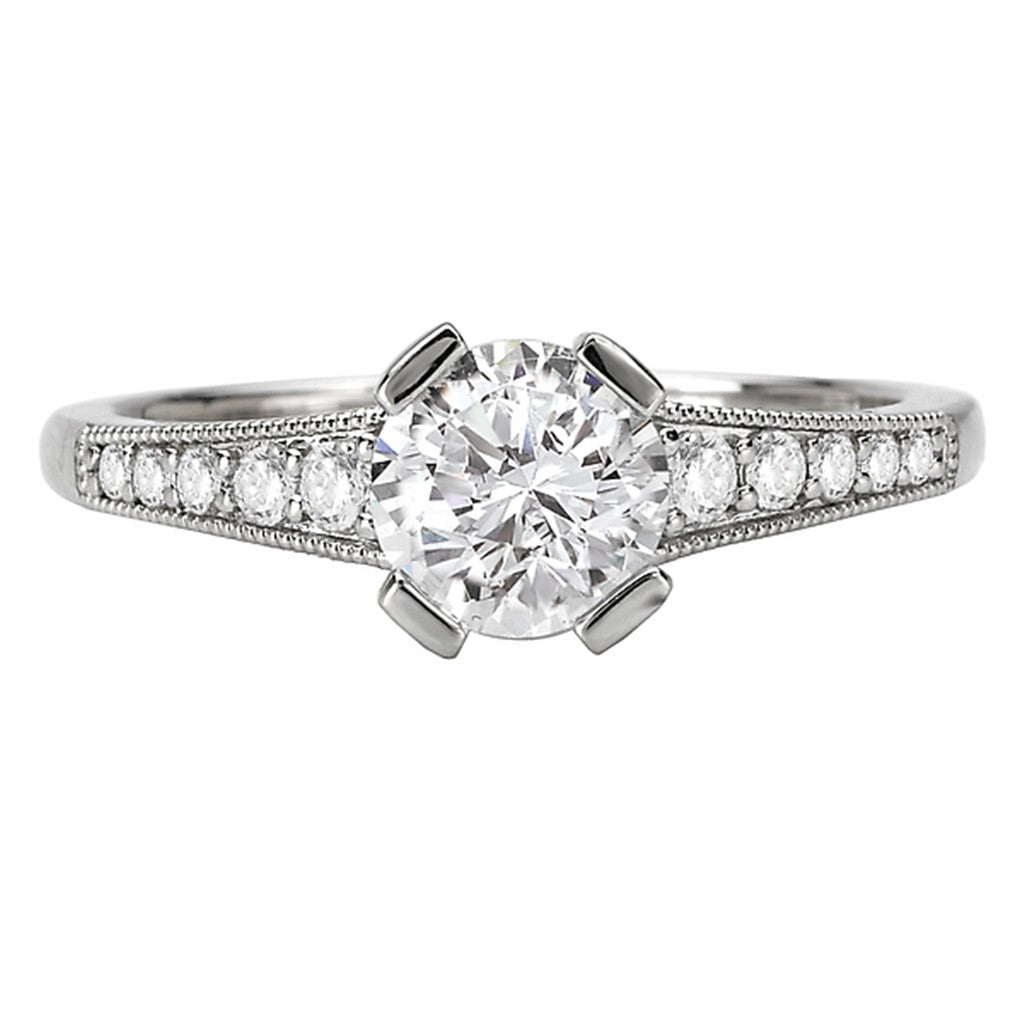 Solitare Accent Style Diamond Engagement Ring 14 Karat Gold White 
(Center Stone Not Included)