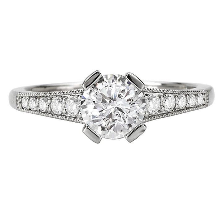 Solitare Accent Style Diamond Engagement Ring 14 Karat Gold White 
(Center Stone Not Included)