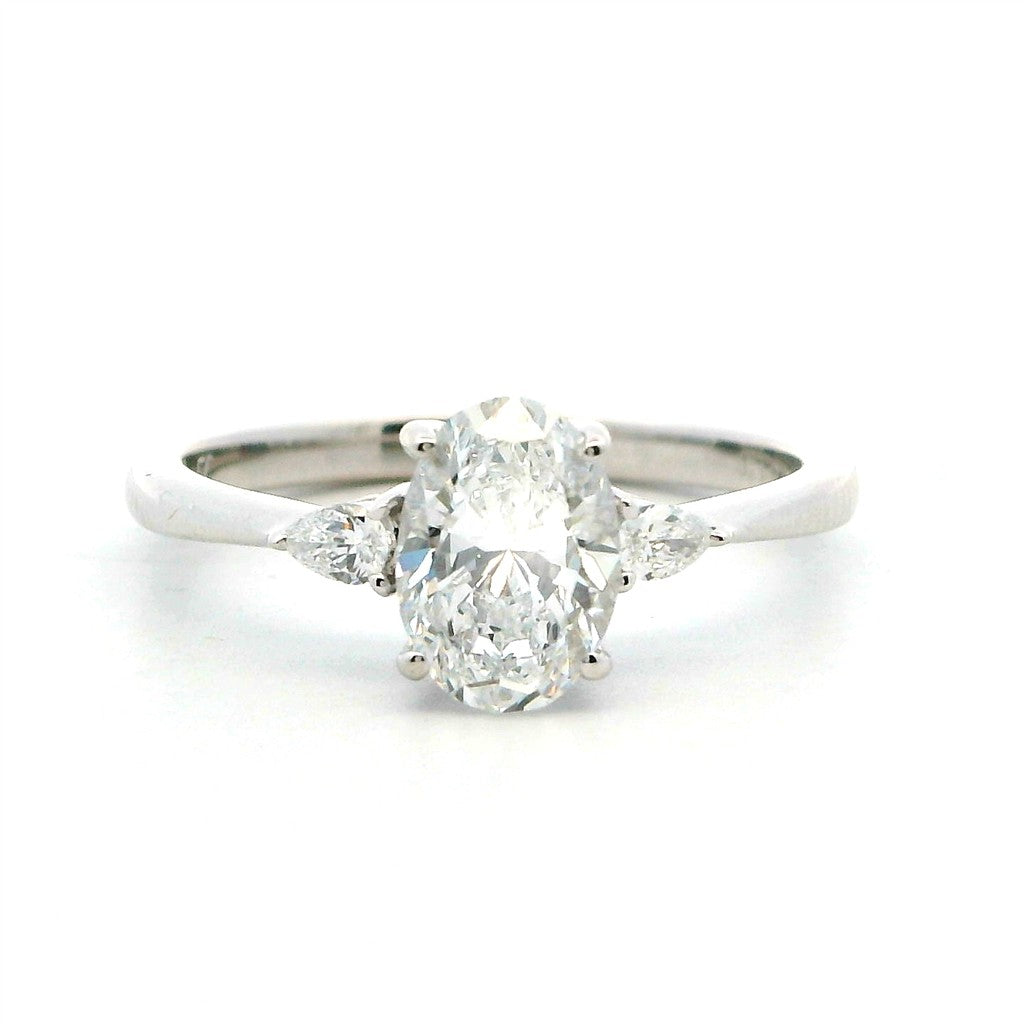 Lab Diamond Three Stone Lab Diamond Engagement Ring 14 Karat White 1.00 Carat Total Weight