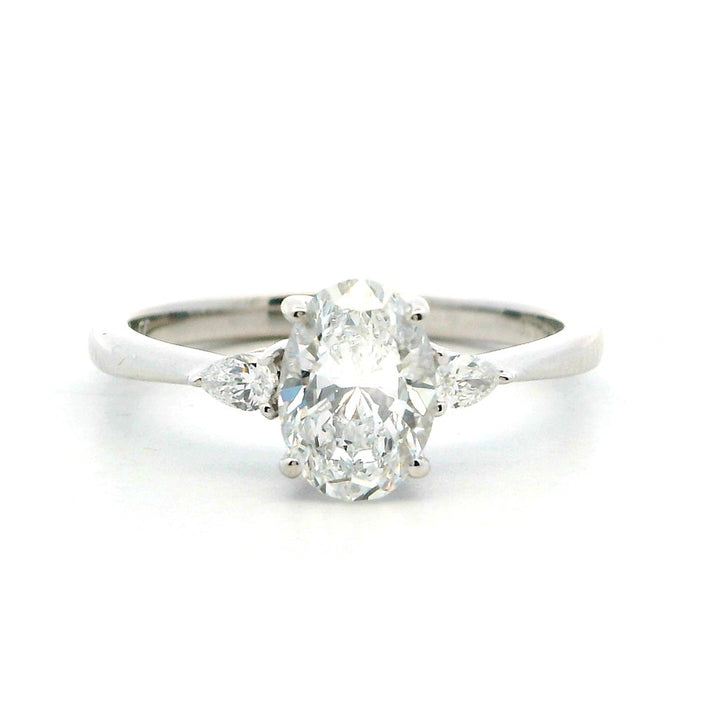 Lab Diamond Three Stone Lab Diamond Engagement Ring 14 Karat White 1.00 Carat Total Weight