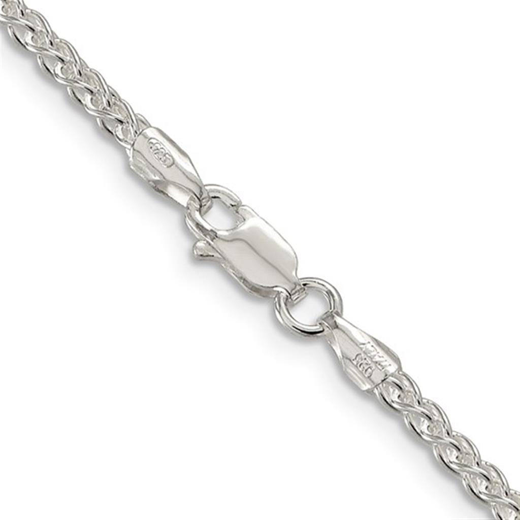 White Sterling Silver 2.5 MM Spiga Chain 22" Long