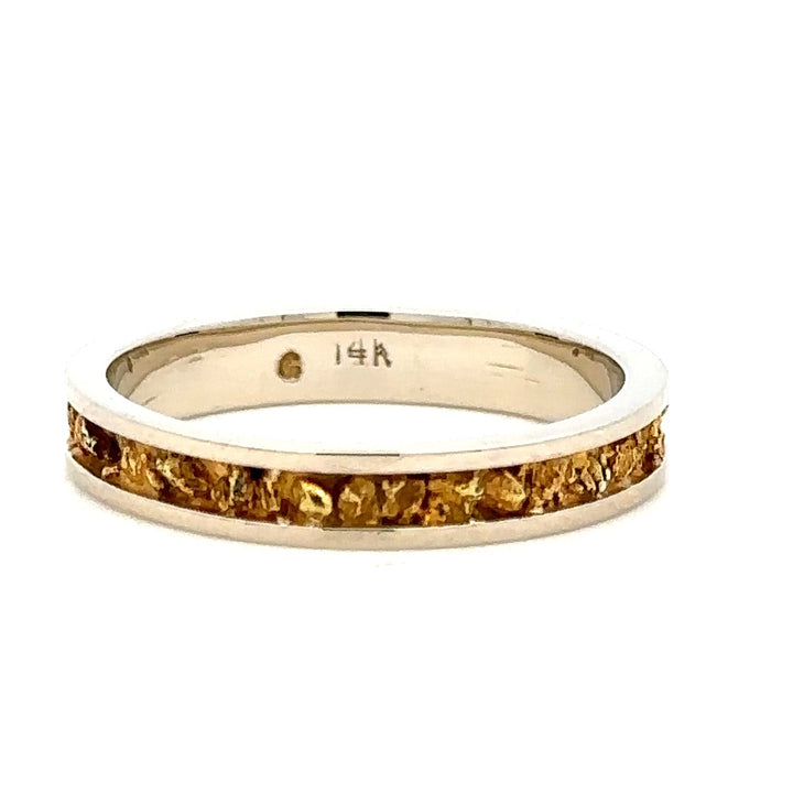 4mm Wide Straight Channel Style Mens Gold Nugget Wedding Band 14 Karat Gold Two Tone size 11