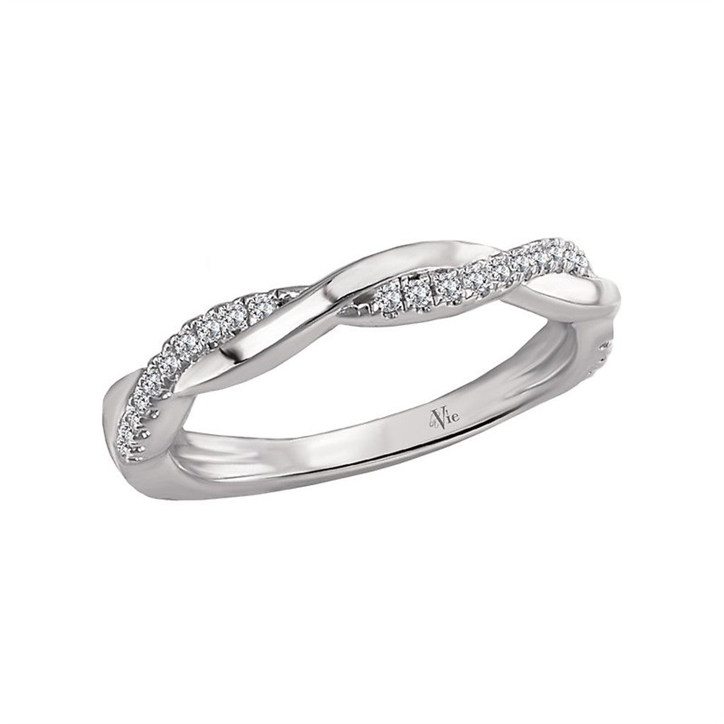 Fitted Style Diamond Wedding Band 14 Karat Gold White size 6