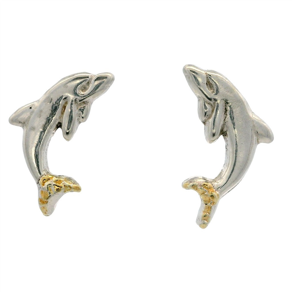 Sterling Silver Earrings Accented with Alaskan Gold Nuggets