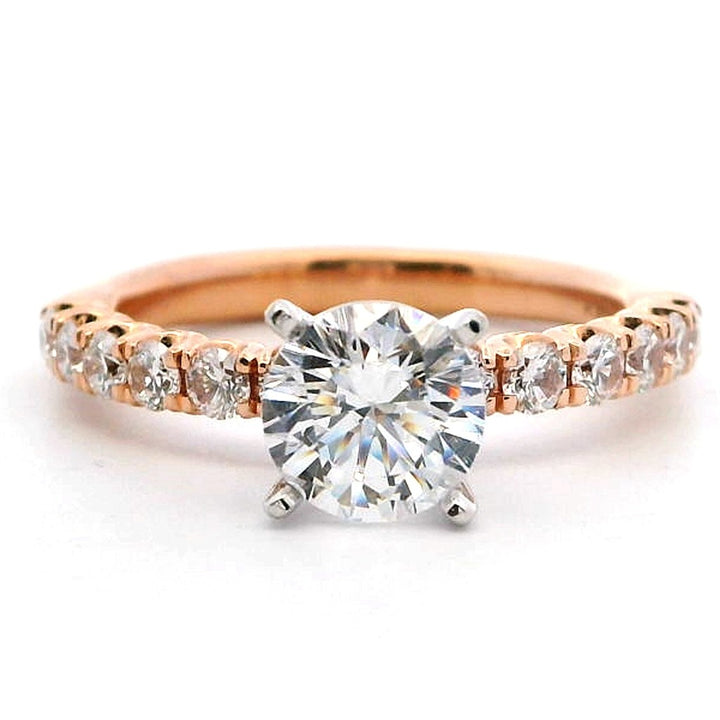 Solitare Accent Style Diamond Engagement Ring 14 Karat Gold Rose 
(Center Stone Not Included)