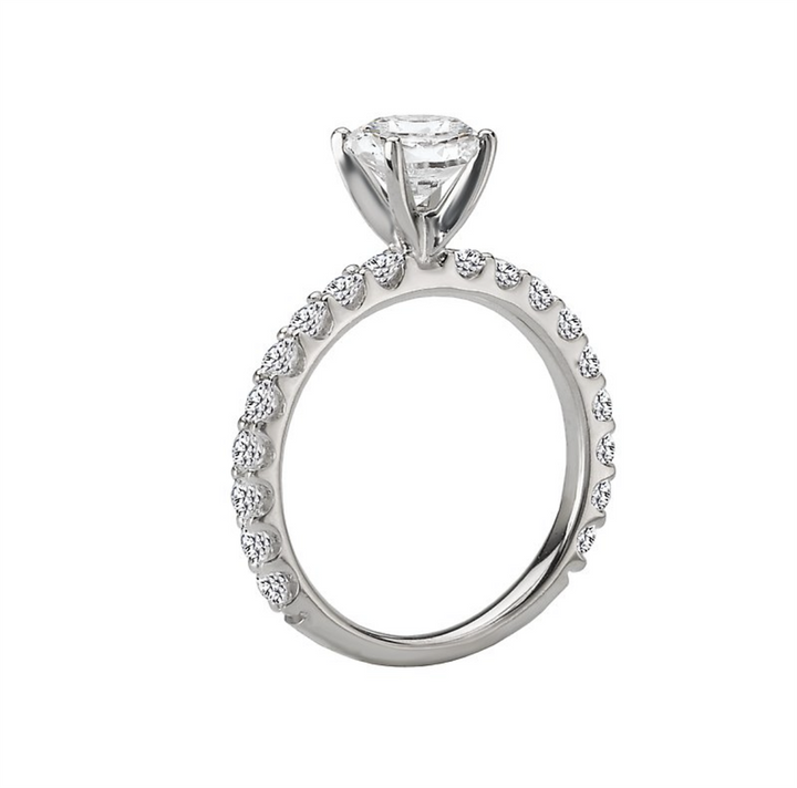 Solitare Accent Style Diamond Engagement Ring Sterling Silver White 
(Center Stone Not Included)