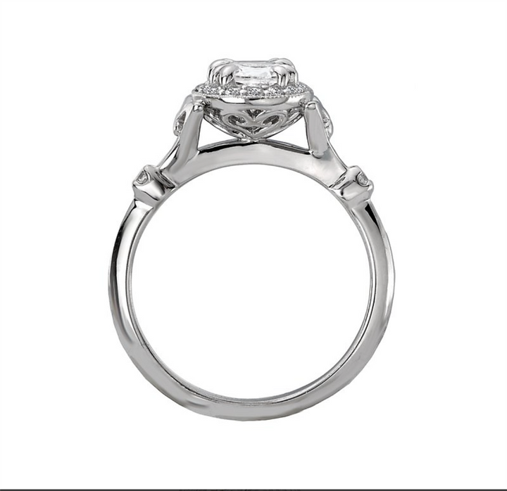 Halo Style Diamond Engagement Ring Sterling Silver White 
(Center Stone Not Included)