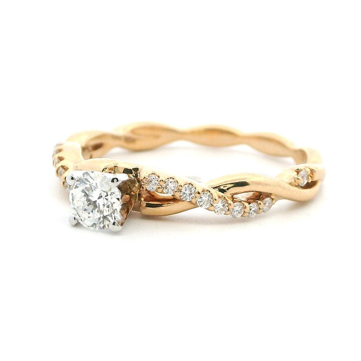 Solitare Accent Diamond Engagement Ring Yellow 14 Karat Gold With A 0.25 Carat Round Shape Diamond Center & Round Shape Diamonds Side Stones