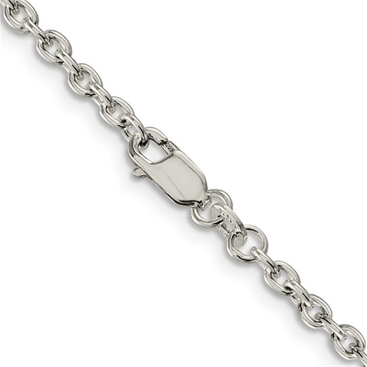 White Sterling Silver 2.75 MM Cable Chain 23" Long