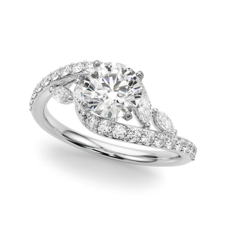 Contemporary Style Diamond Engagement Ring 14 Karat Gold White 
(Center Stone Not Included)