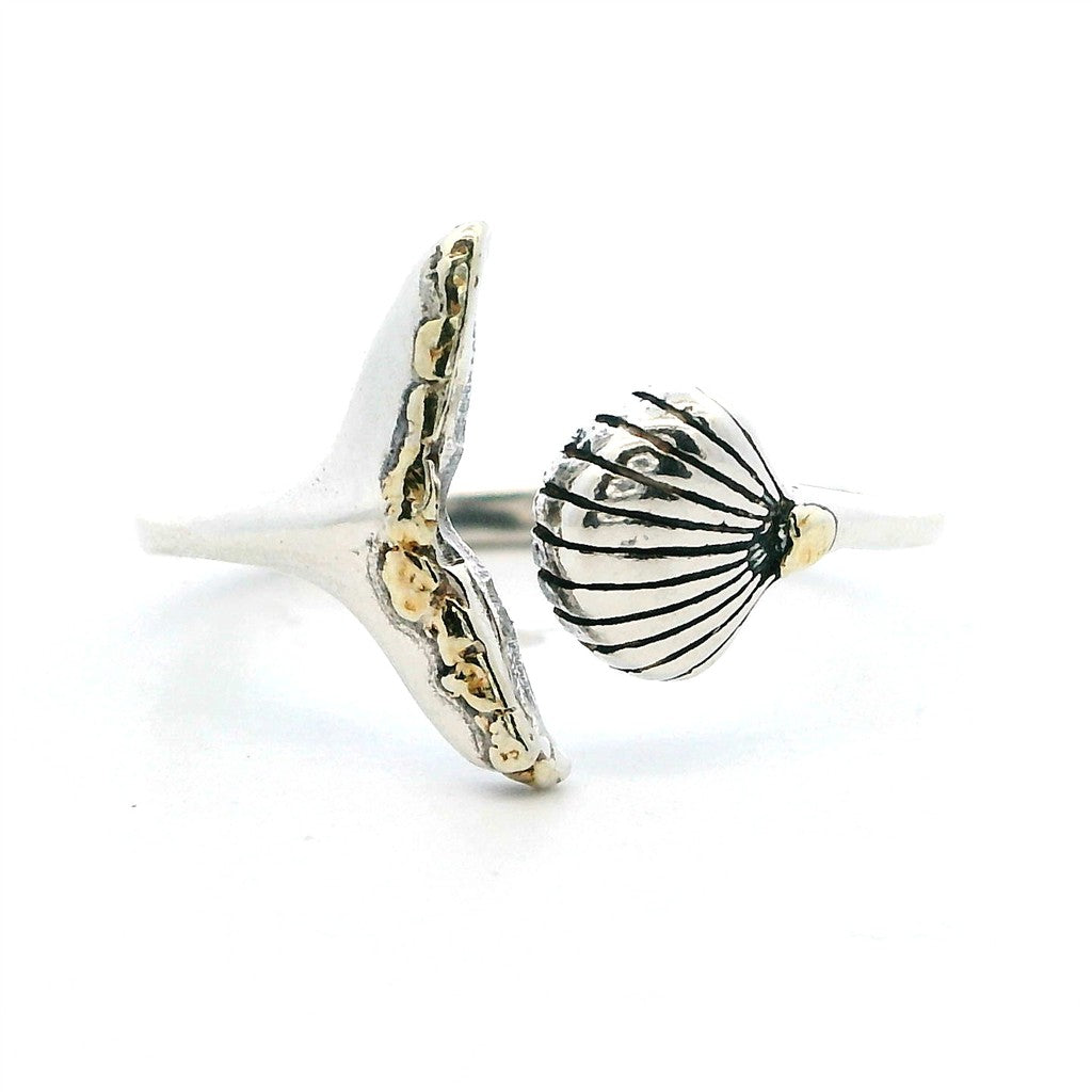Adjustable Womens Alaskan Gold Nugget Fashion Ring 2 mm wide Sterling Silver & Alaskan Gold Nugget Size 7