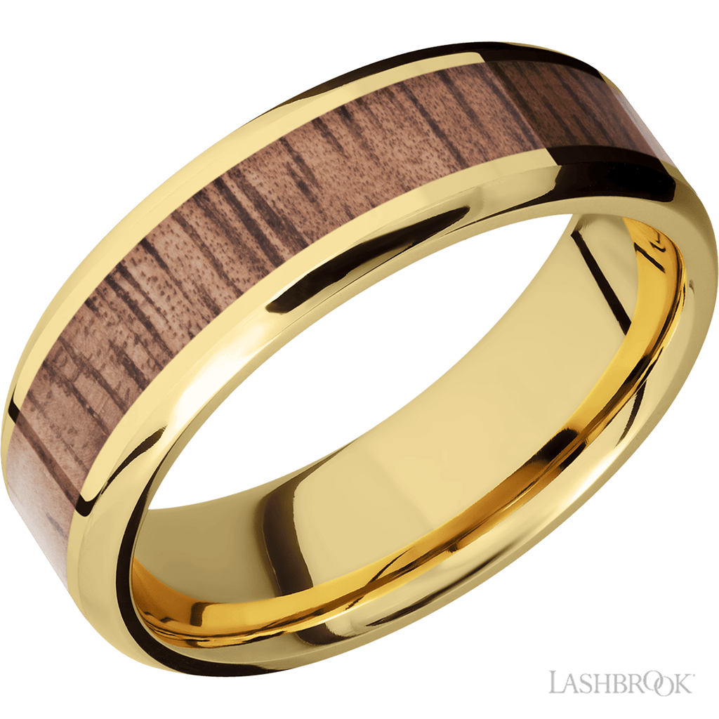 Straight Inlay Style Wedding Band 14 KT Yellow 7mm wide size 11.5