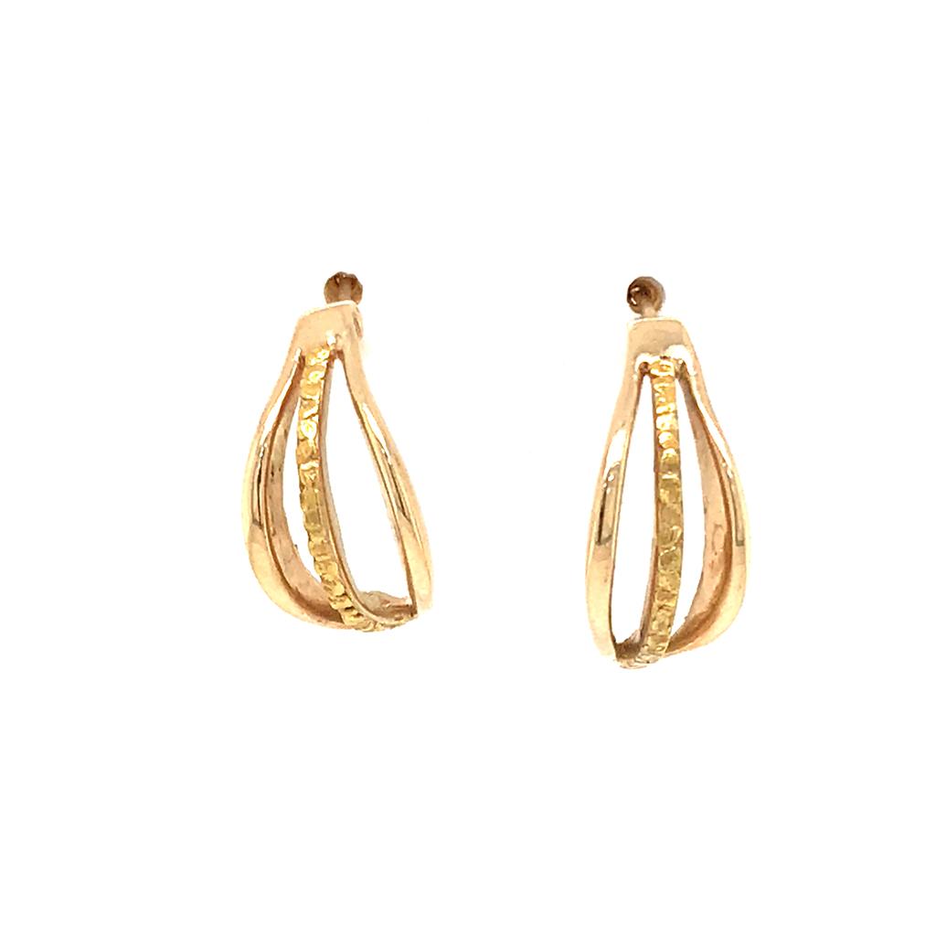 Alaskana Alaskan Gold Nugget Earrings Hoop on 14K & Alaskan Gold Nugget Yellow Ear Posts