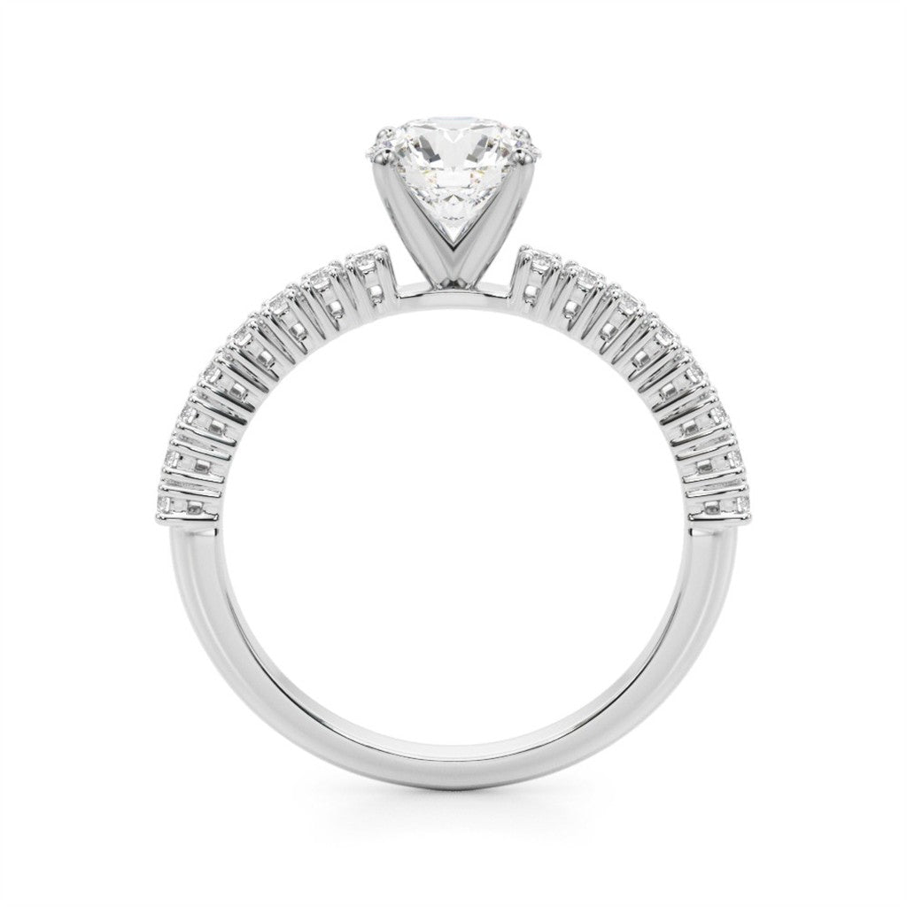 Contemporary Diamond Engagement Ring White 14 Karat Gold For A 1.76 Carat Round Center Stone