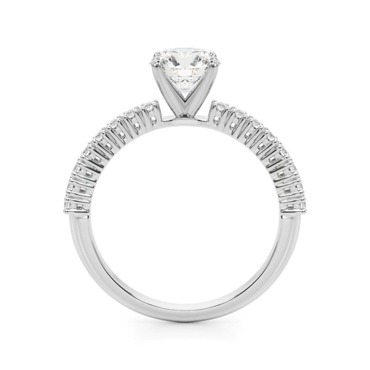 Contemporary Diamond Engagement Ring White 14 Karat Gold For A 1.76 Carat Round Center Stone
