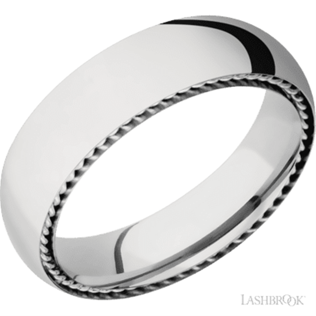 Straight Inlay Style Wedding Band Platinum White 6mm wide size 10