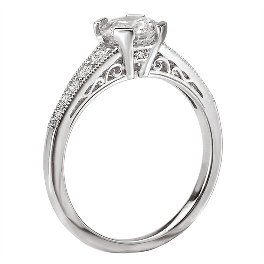 Solitare Accent Style Diamond Engagement Ring 14 Karat Gold White 
(Center Stone Not Included)