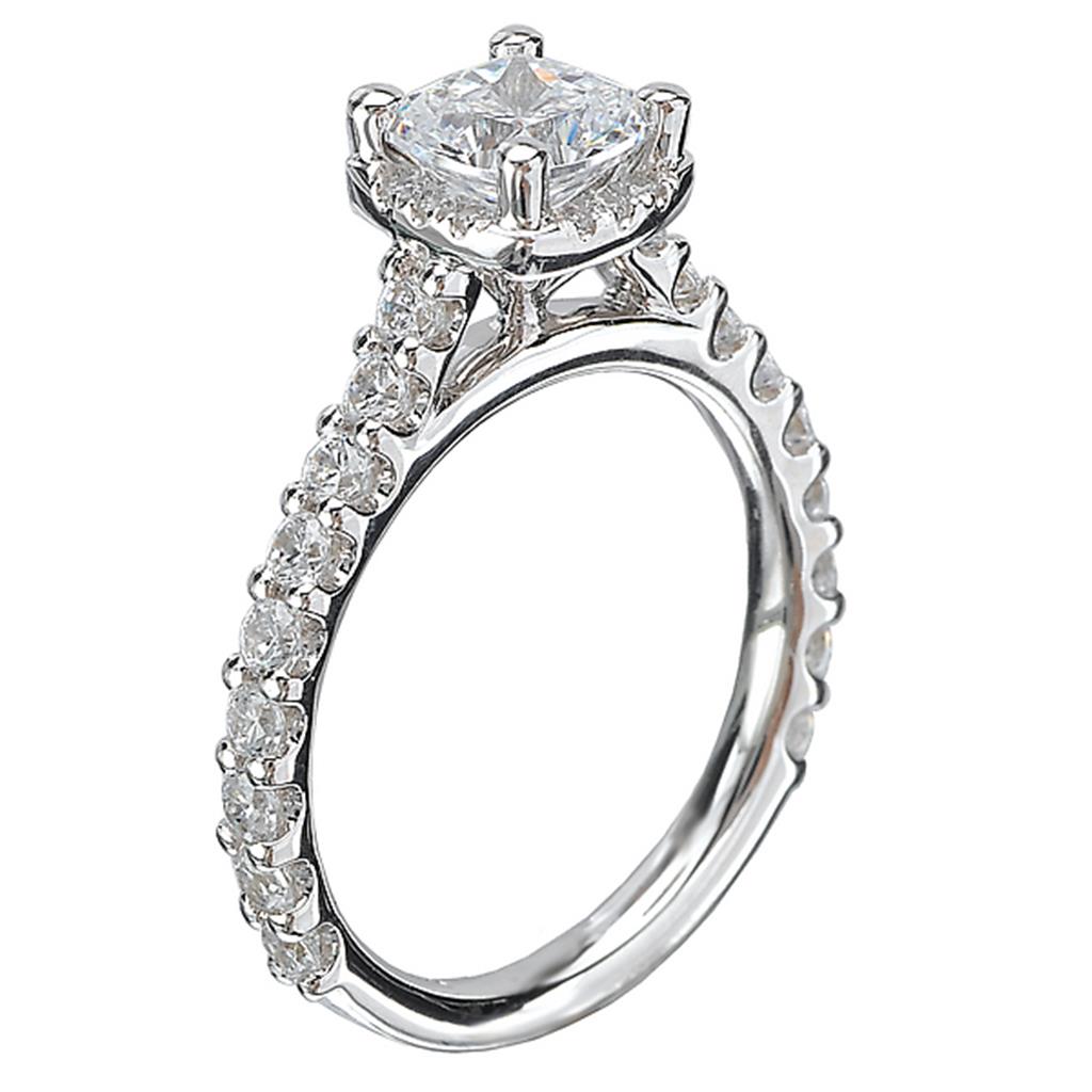 Contemporary Style Diamond Engagement Ring 14 KT White 
(Center Stone Not Included)