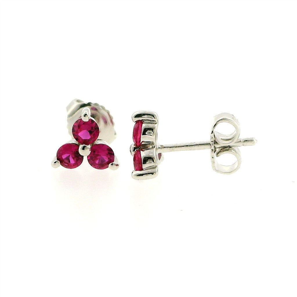 Sterling Silver Post Earrings With Colored Stone