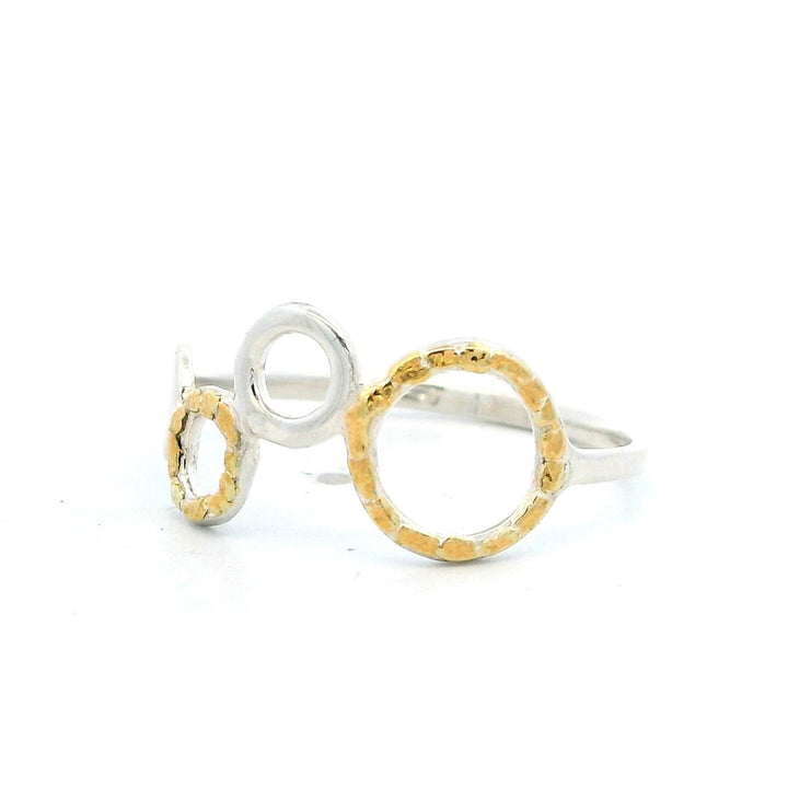 Free Form Womens Alaskan Gold Nugget Fashion Ring 2 mm wide Sterling Silver & Alaskan Gold Nugget Size 10