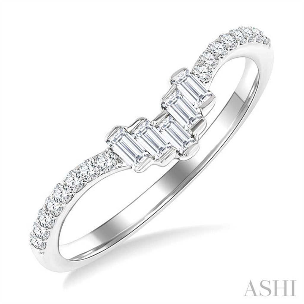 Stack-Able Style Diamond Wedding Band 14 Karat Gold White with Diamonds size 6.5