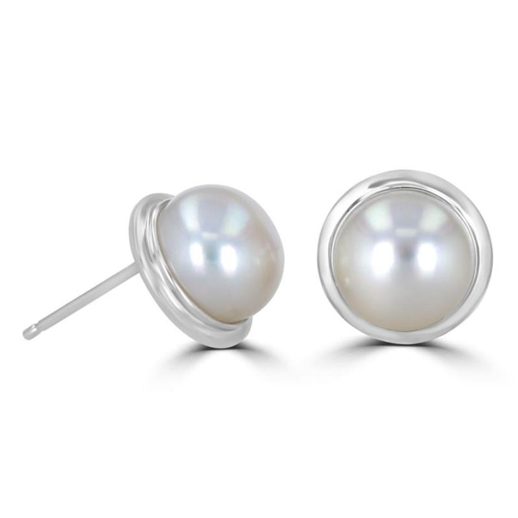 Stud Earring 14 KT White 9mm Fresh Water Pearls