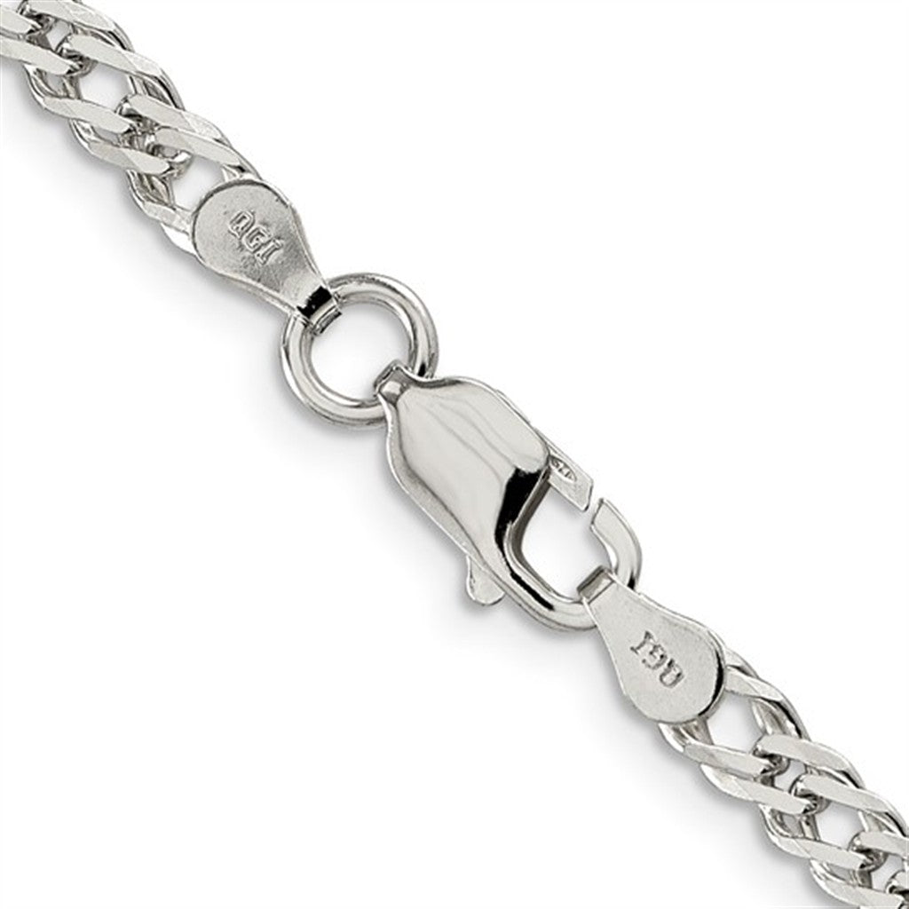 White Sterling Silver 4 MM Cable Chain 20" Long