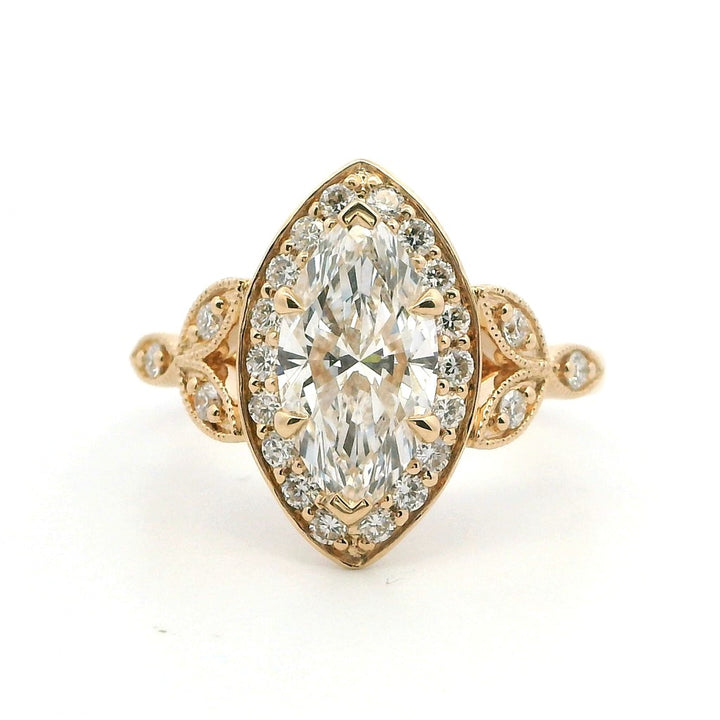 Lab Diamond Halo Lab Diamond Engagement Ring 14 Karat Yellow 1.56 Carat Total Weight