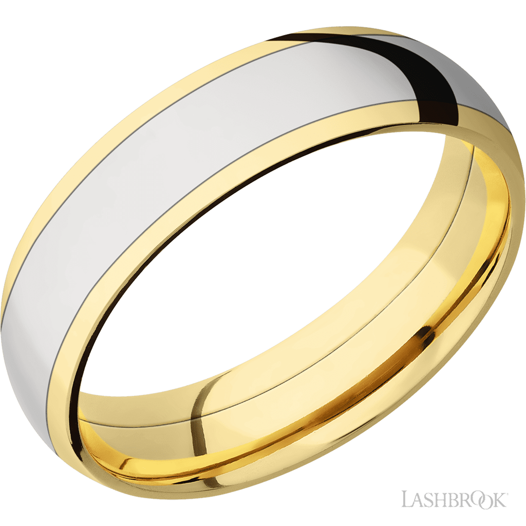 Straight Inlay Style Wedding Band 14 KT Yellow 6mm wide size 10