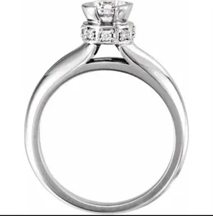 Contemporary Style Diamond Engagement RingBase Metal White