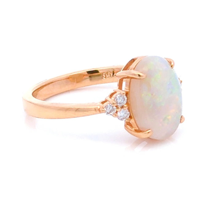 Opal and Diamond Accent Ring in 18KT Gold