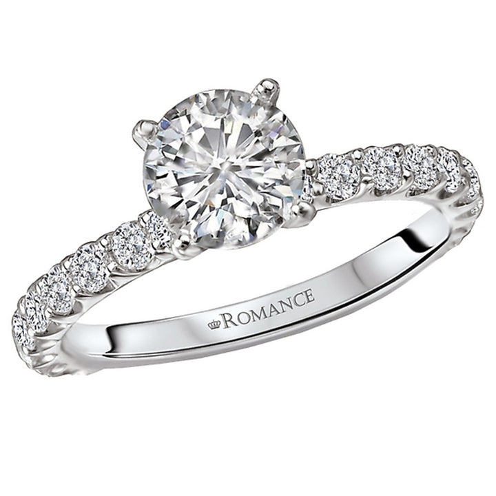 Solitare Accent Style Diamond Engagement Ring Sterling Silver White 
(Center Stone Not Included)