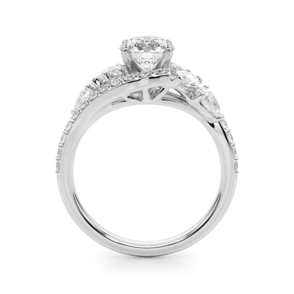 Contemporary Style Diamond Engagement Ring 14 Karat Gold White 
(Center Stone Not Included)