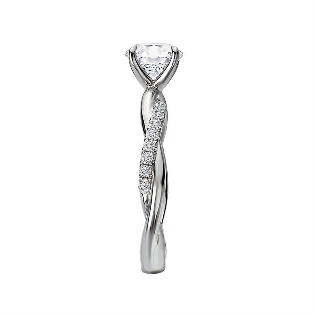 Solitare Accent Style Diamond Engagement Ring Platinum White 
(Center Stone Not Included)