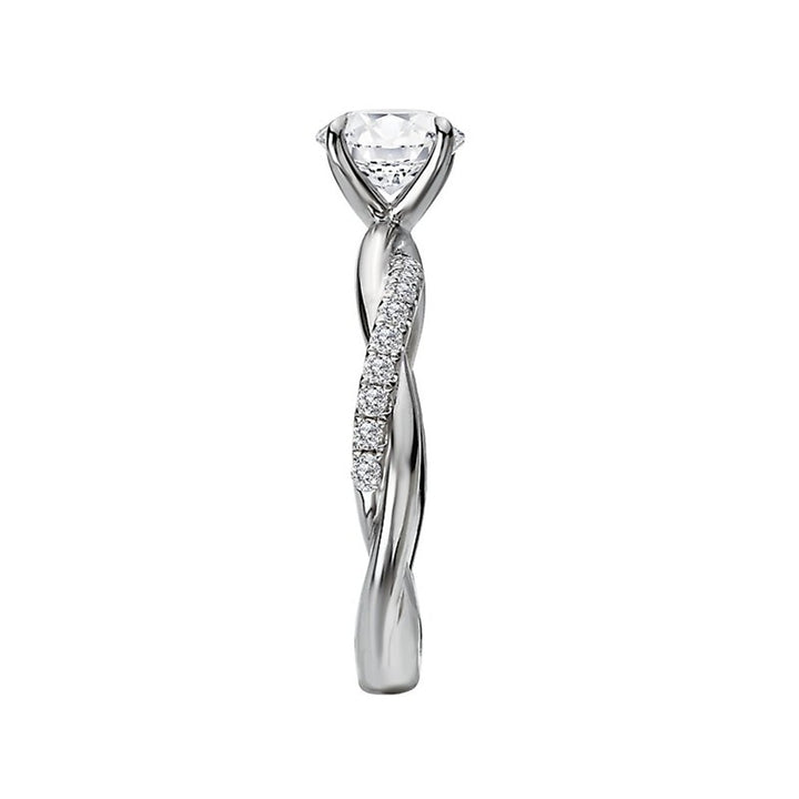 Solitare Accent Style Diamond Engagement Ring Platinum White 
(Center Stone Not Included)