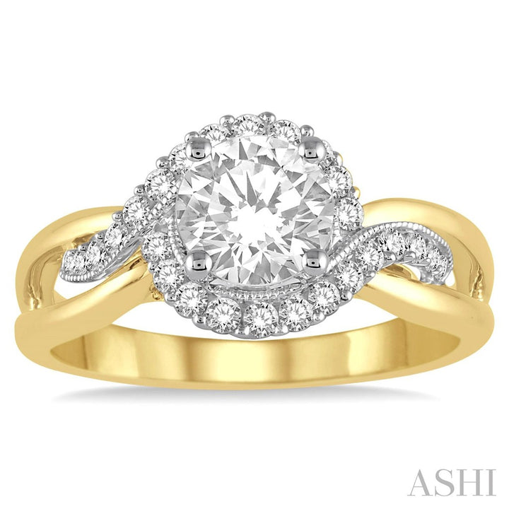 Halo Style Diamond Engagement Ring 14 Karat Gold Two Tone 
(Center Stone Not Included)