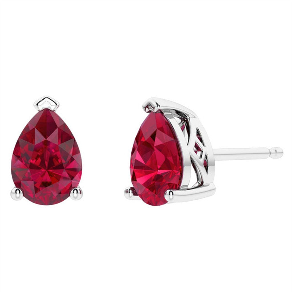 Sterling Silver Post Earrings With Colored Stone