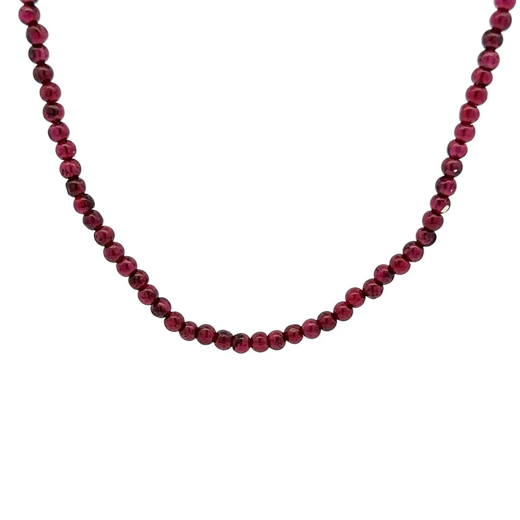 Bead Style Necklace Sterling Silver Invisable With Garnet Mozambique 18" Long