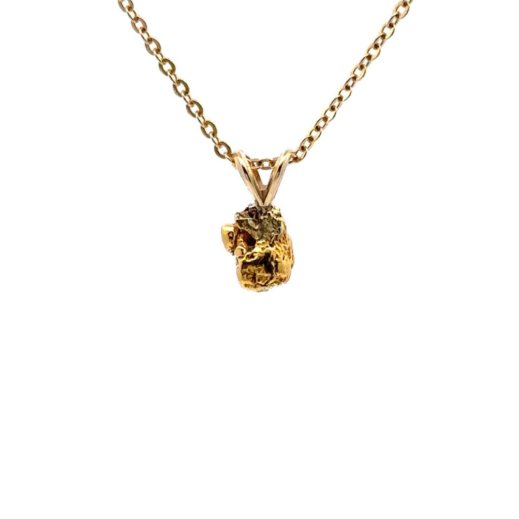 Drop Style Alaskana Pendant 14 Karat Gold & Alaskan Gold Nugget